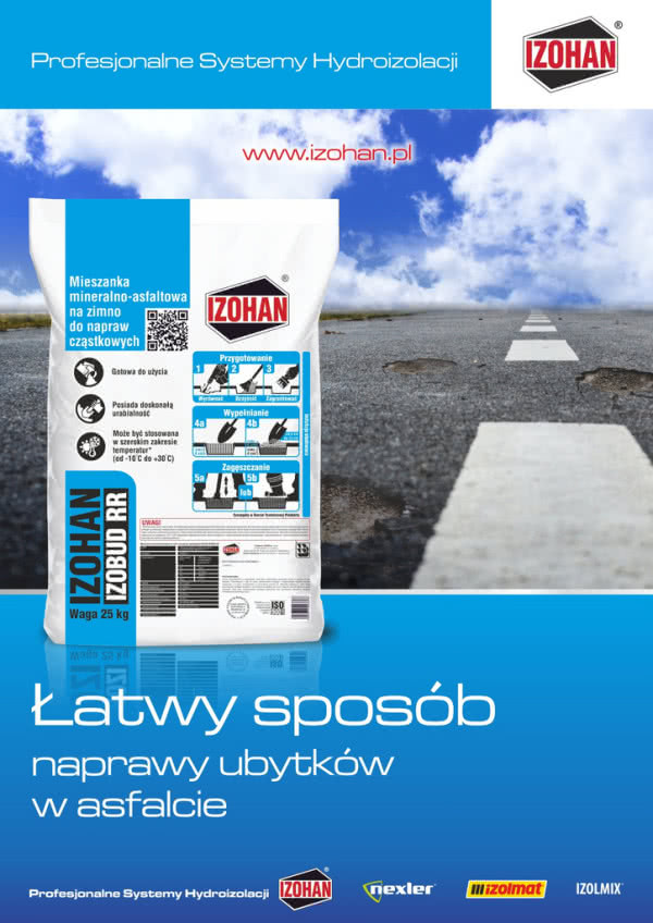 Nowa mieszanka mineralno-asfaltowa IZOHAN IZOBUD RR do całorocznych napraw cząstkowych nawierzchni drogowych
